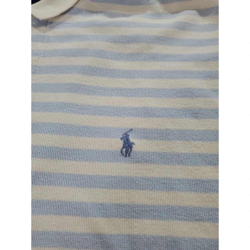 Polo Ralph Lauren Polo Shirt Mens Large White Blue Striped‎ Vintage Shirt
